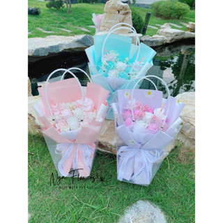  Bó Hoa Sáp 10 Bông Mix Hoa Khô Kèm Túi Xách 