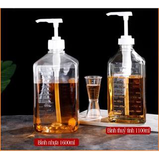 Bình bơm siro nhựa, bình siro thủy tinh có vòi định lượng 10ml