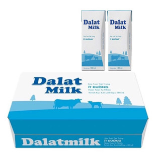 Thùng 48 hộp sữa tươi Dalat Milk ít đường 180ml