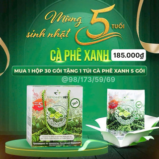 Cà phê xanh kháng mỡ giảm cân Thiên Nhiên Việt hộp 30 gói, date xa, cam kết chính hãng