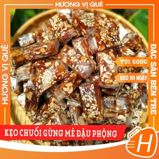 Kẹo chuối gừng mè đậu phộng - túi zip 500g - đặc sản bến tre