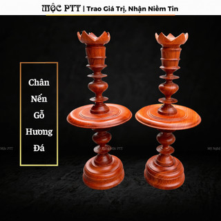 Cặp chân nến thờ gỗ Hương kích thước cao 45 55 Cm