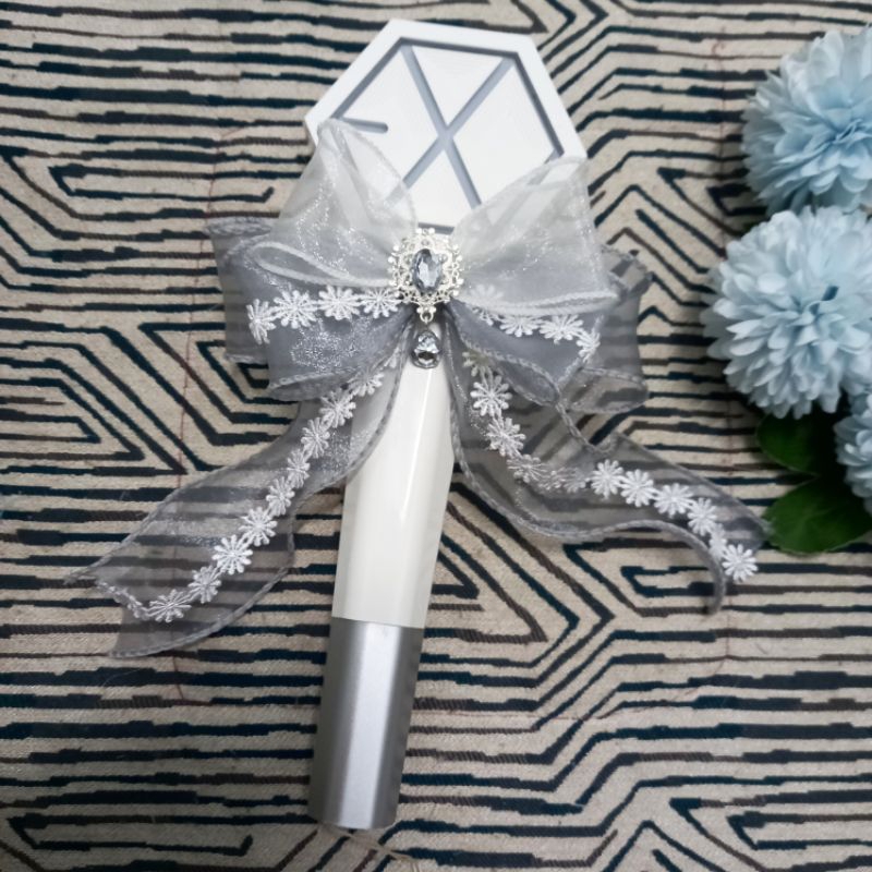 Nơ lightstick thiết kế sang trọng màu xám - nơ lightstick nhóm EXO SKZ PLAVE SHINEE AESPA RIIZE BLAC