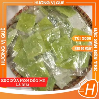  Kẹo Dừa Non Dẻo Mè Lá Dứa - Túi Zip 500g - Đặc Sản Bến Tre 