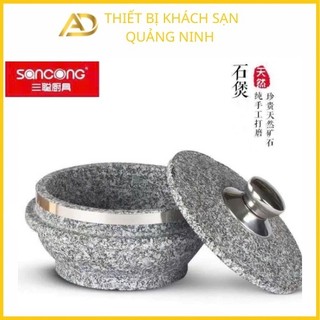 Bát đá giữ nhiệt kiểu hàn quốc hãng sancong/ thố đá có nắp dùng cho nhà hàng có size 14/16/18/20cm