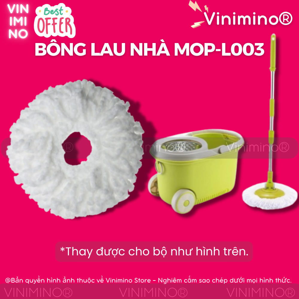 Bông lau thay thế cây lau nhà MOP L003 (Màu Trắng) - Bông lau nhà thay thế MOP-L003