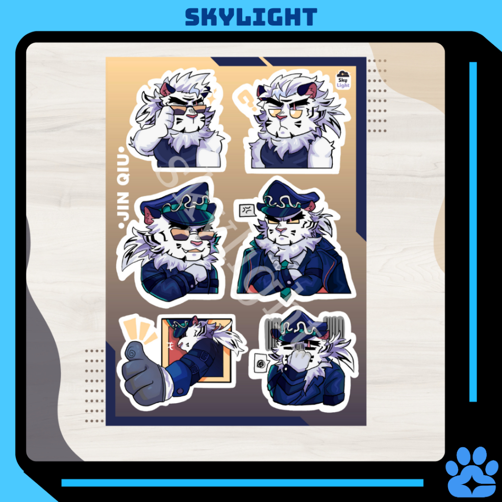 NO.07 JIN QIU -Dislyte- Sticker Furry Sheet A6 Decal pvc chống nước