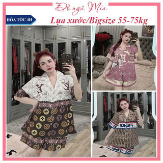 Bigsize 55-75kg đồ ngủ đồ bộ mặc nhà Pijama đùi xước Bigsize lụa xước cao cấp
