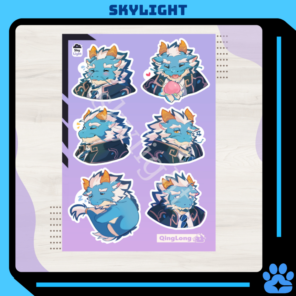 NO.10 QINGLONG - Sticker Furry Sheet A6 Decal pvc chống nước - Tokyo Afterschool Summoners