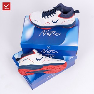 Giày Bóng Chuyền Wika NETIC Nam Nữ Chính Hãng Màu Trắng -  Đế Eva Siêu Nhẹ Chơi Sân Bê Tông - Tặng Tất Dệt Kim