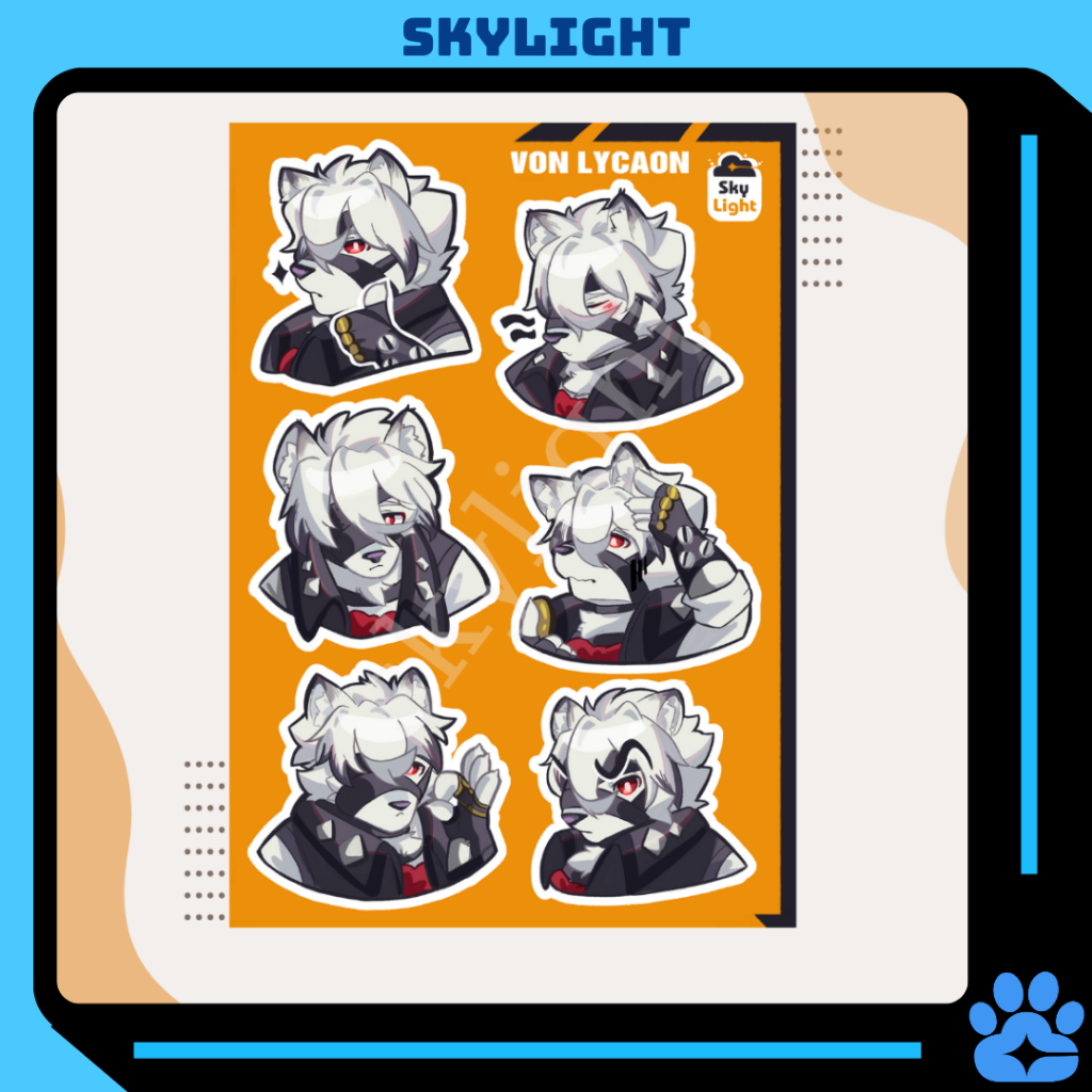 NO.05 VON LYCAON - Sticker Furry Sheet A6 Decal chống nước