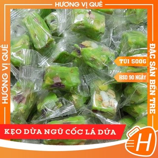  Kẹo Dừa Non Ngũ Cốc Lá Dứa - Túi 500g - Đặc Sản Bến Tre 