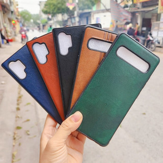 Ốp dẻo giả da Samsung S10 5G Note 10 Note 10 Plus in logo có gờ bảo vệ camera ôm khít máy chống trơn trượt, mồ hôi tay
