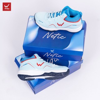 Giày Bóng Chuyền Wika NETIC Nam Nữ Chính Hãng Màu Xanh Ngọc - Đế Eva Siêu Nhẹ Chơi Sân Bê Tông - Tặng Tất Dệt Kim