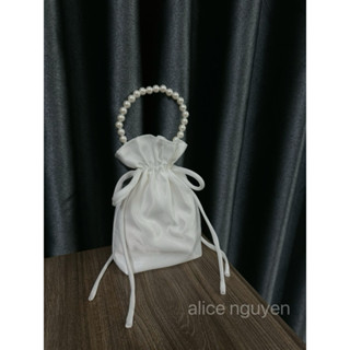 Túi vải dây rút quai xách ngọc trai cho cô dâu, đi tiệc, đi chơi