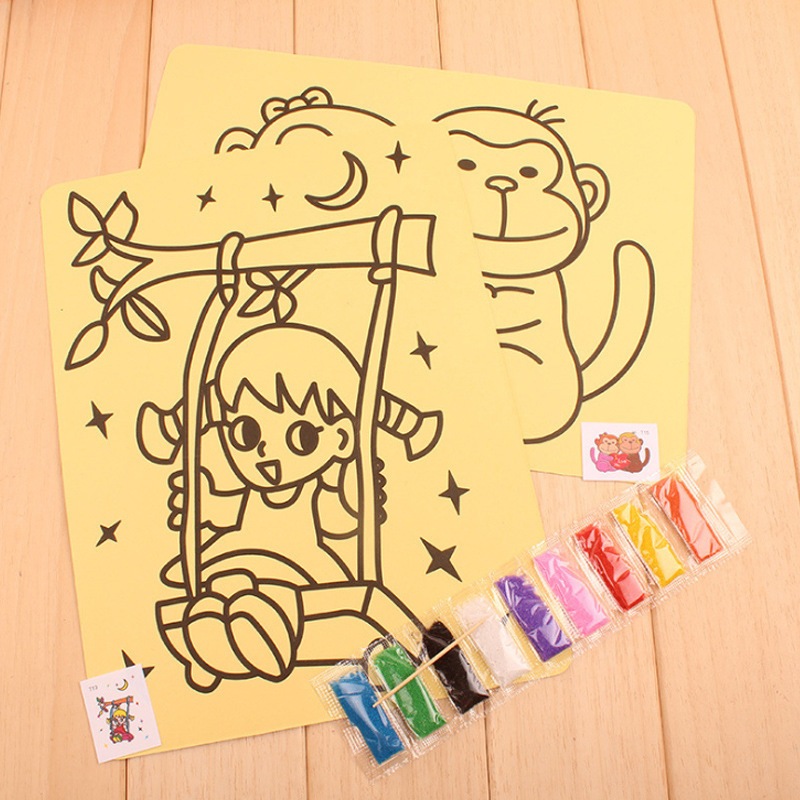 Tranh cát tô màu decor bàn học, đồ dùng làm quà tặng học sinh trong học tập