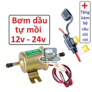 [HEP-02A] Bơm nhiên liệu tự mồi 12v 24v cho động cơ dầu diesel, xe tải, máy gặt máy cày, công nông, tàu ghe áp suất thấp