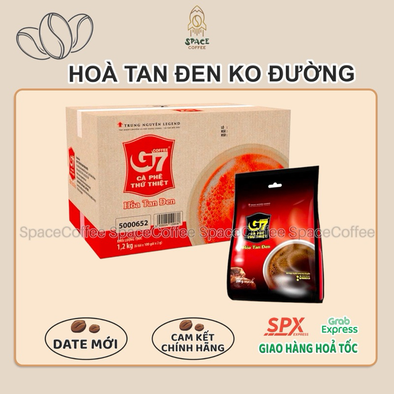 (B100) 1 Thùng Cà phê G7 Đen không đường hòa tan Bịch 100 gói 2gr (Date T3/27)