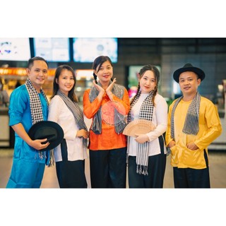 Bộ bà ba phối áo phi vàng đồng quần phi đen