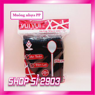 Bịch 100 cái muỗng nhựa đen cao cấp