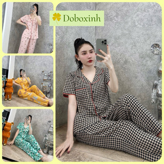Pyjama Tay Ngắn Quần Dài Tole Lanh, Đồ Bộ Tole Nữ, Bộ Lanh Dài (40-68kg) doboxinh