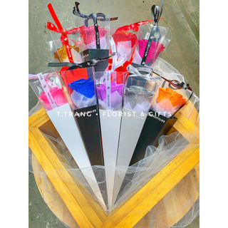 🌹HỘP HOA MICA 40CM ĐỰNG 1 BÔNG HOA SÁP/HOA LỤA🌹