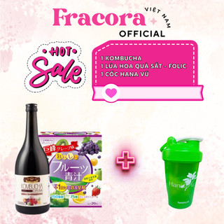 Trà Lên Men Kombucha Yuwa VÀ BỘT HOA QUẢ TĂNG  VÀ ACID FOLIC  Giúp Thanh Lọc Cơ Thể Nhật Bản 720ml