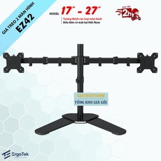 Giá Treo Hai Màn Hình - Tay Treo Đỡ Màn Hình Kép Đặt Bàn ErgoTek EZ42 17 - 27 Inch - Xoay 360 Độ - Giá Đỡ Màn Hình