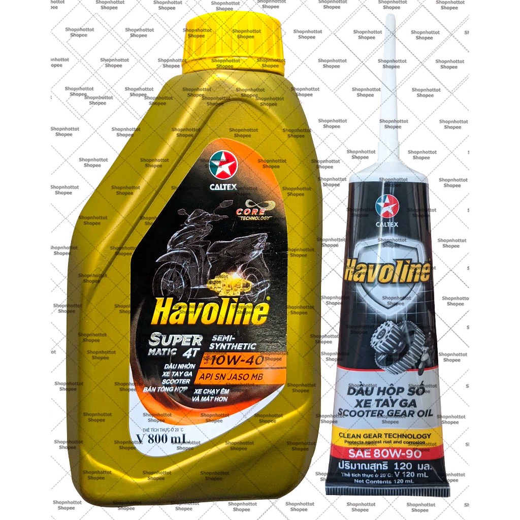Combo Dầu nhớt xe tay ga Havoline Super Semimatic 10W40 800ml ( 0.8L ) + Nhớt Lap Havoline - Shopnho