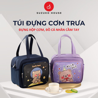 Túi xách hộp cơm trưa SUZUKO HOUSE, Túi đựng cơm lót bạc dày cute dễ thương đẹp giữ nhiệt đồ ăn văn phòng TC24
