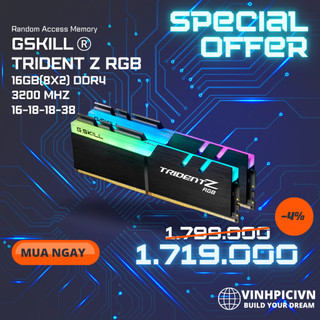 Ram gskill trident z rgb 16gb - 2x8gb ddr4 bus 3600mhz f4-3600c18d-16gtzr