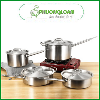 Nồi Inox có tay cầm cao chuyên cho bếp Âu 16cm, 18cm, 20cm, 22cm, 24cm, 26cm, 28cm, 30cm dùng được bếp từ