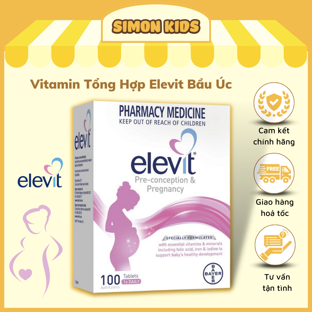 [Date 2028] Vitamin Tổng Hợp Elevit Bầu Úc Chăm Sóc Phụ Nữ Trước Và Trong Quá Trình Mang Thai