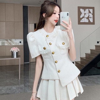 Sét 7 Nút Tà Cao Thấp Cách Điệu JARI -CLOTHES Chân Váy Xếp Ly Phong Cách Công Sở