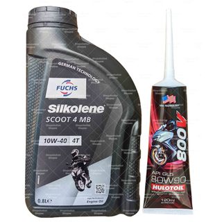 Combo Dầu Nhớt Tay Ga Fuchs Silkolene Scoot 10w40 800ml (0.8L) + Nhớt Hộp Số Tay ga 800V 120ml