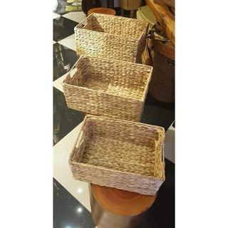 Giỏ đựng đồ lục bình chữ nhật khung sắt