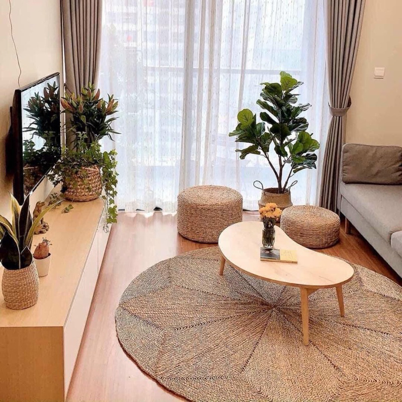 (Loại dày, đẹp) Thảm cói ngôi sao kích thước 2m
