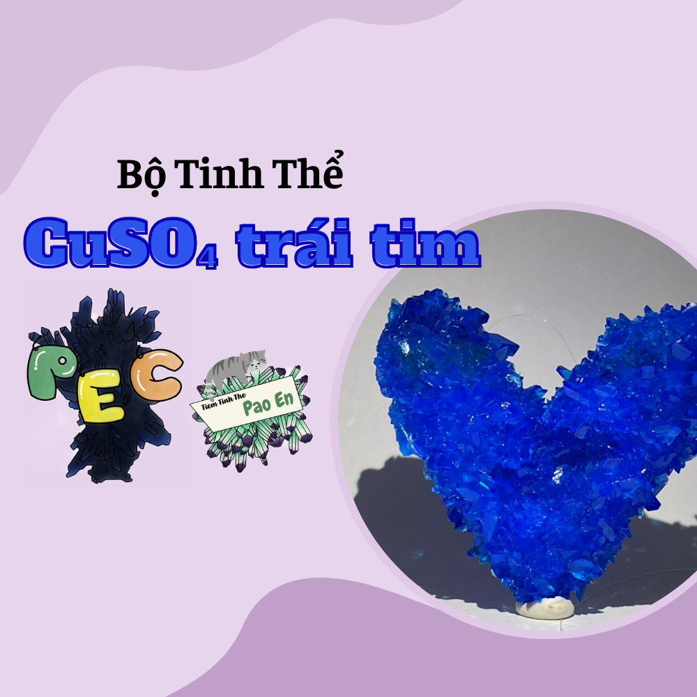 [TRÁI TIM CuSO4] Combo nuôi tinh thể xanh dương ( có giấy hướng dẫn )