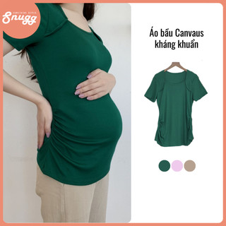 Áo bầu cổ vuông tay ngắn Canvaus kháng khuẩn - Must have cho mẹ bầu- Snugg SNU2062