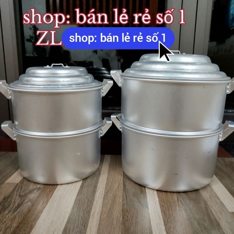 Nồi hấp xôi, hấp cách thủy, chõ đồ xôi tách rời 2tầng bằng nhôm cao cấp, chất lượng cao[nhiều size]