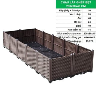 Chậu ghép trồng cây, chậu ghép thông minh trồng hoa dài 120cm rộng 40cm cao 39cm hoangtho87