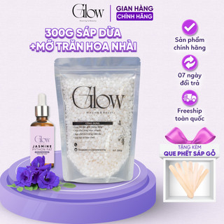  Combo Sáp Wax Lông Sữa Dừa 300Gr + Mỡ Trăn Hoa Nhài 10ml GLOWWAXING Siêu Bám Lông CHE TÊN 