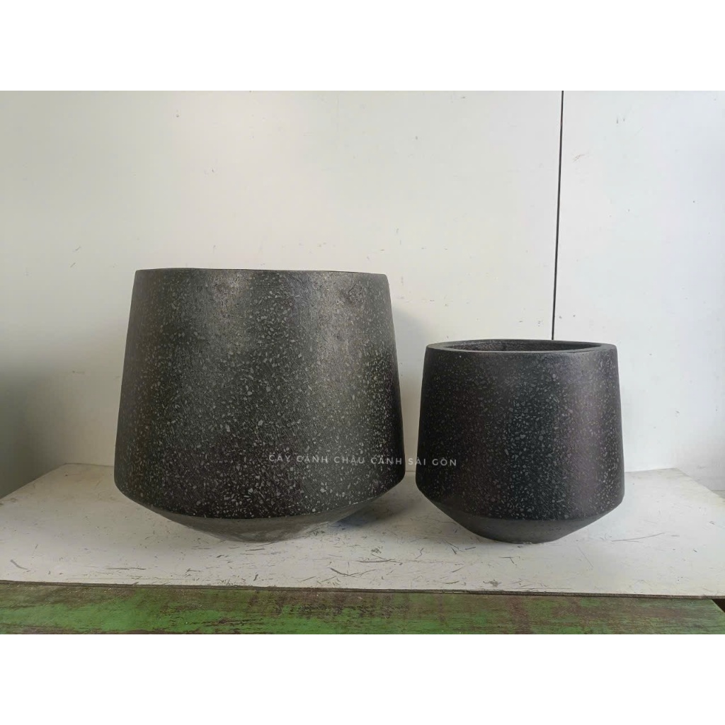 Chậu đá mài thúng 30x33cm đen (chỉ giao hoả tốc HCM)