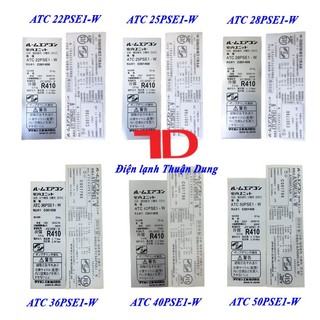 Tem thông số máy lạnh daikin nội địa TD Điện lạnh Thuận Dung