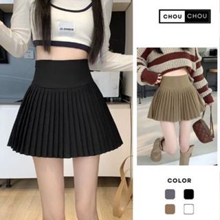  Chân váy tennis 2 lớp cạp to cao cấp Quần váy xếp ly 4 màu trắng đen ghi nâu Deliz Chouchou 