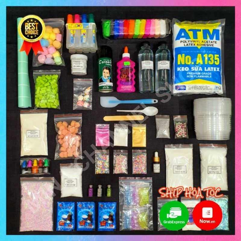 Bộ 4 Kit Làm Slime Cao Cấp - Slime Mây, Slime Bơ, Slime Trong, Slime Siêu Cấp - Sáng Tạo Tối Ưu