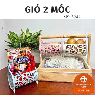 Giỏ 2 móc đa năng Việt nhật 3242- Giỏ 2 móc màu sắc xinh xắn, nhỏ gọn, decor nhà cửa VN