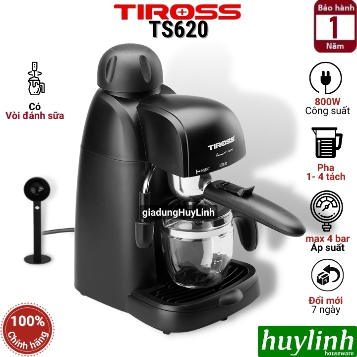 Máy pha cà phê Tiross TS620 - Công suất 800W - Max 4 bar