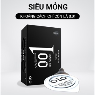 [Tặng 1 Hộp Gai Bi] Bao Cao Su Siêu Mỏng Ô LO Đen Hương Vani, BCS 001 Nhiều Gel, Hộp 10C, Size 52mm