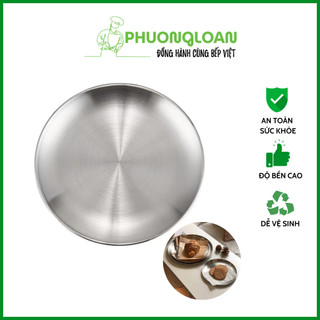 Đĩa Inox tròn Hàn Quốc, đựng thức ăn hoa quả bằng thép không ghỉ cao cấp size 14cm, 17cm, 20cm